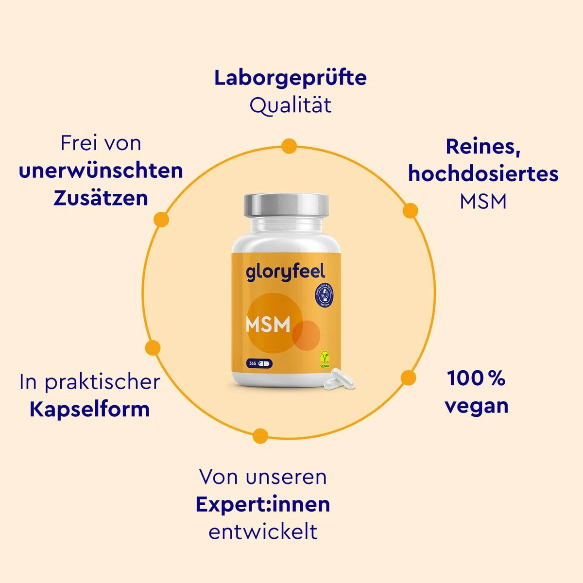MSM Kapseln hochdosiert 365 Stück - 1600mg Methylsulfonylmethan (MSM) pro Tagesdosis - 99,9% reines MSM Pulver - vegan, laborgeprüft & ohne Zusätze in Deutschland hergestellt