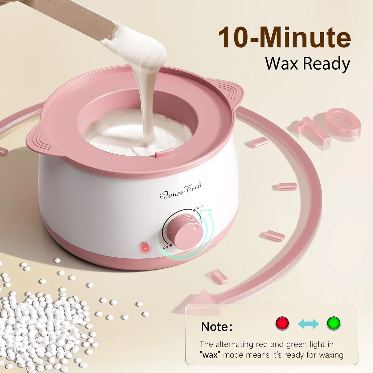 Waxing-Set,Wachs Haarentfernung für Frauen: iFanzeTech Wachswärmer mit 400g Wax, Ganzkörper Haarentfernung mit Warmwachs, Langanhaltend glatt, Heißwachsgerät-Rosa