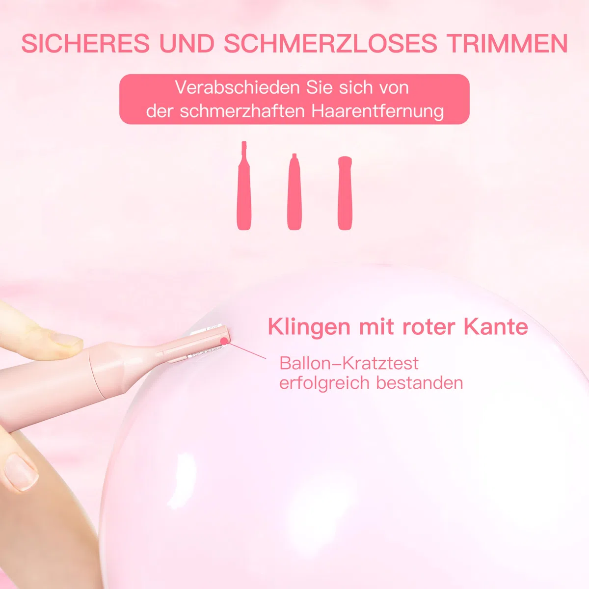 HEBECA Nasenhaartrimmer für Frauen 3-in-1 Elektrische Gesichtsharentfernung Wiederaufladbare Augenbrauenrasierer Elektrisch Portble Wasserdichte Gesichtsrasierer Rasierer (Rosa)