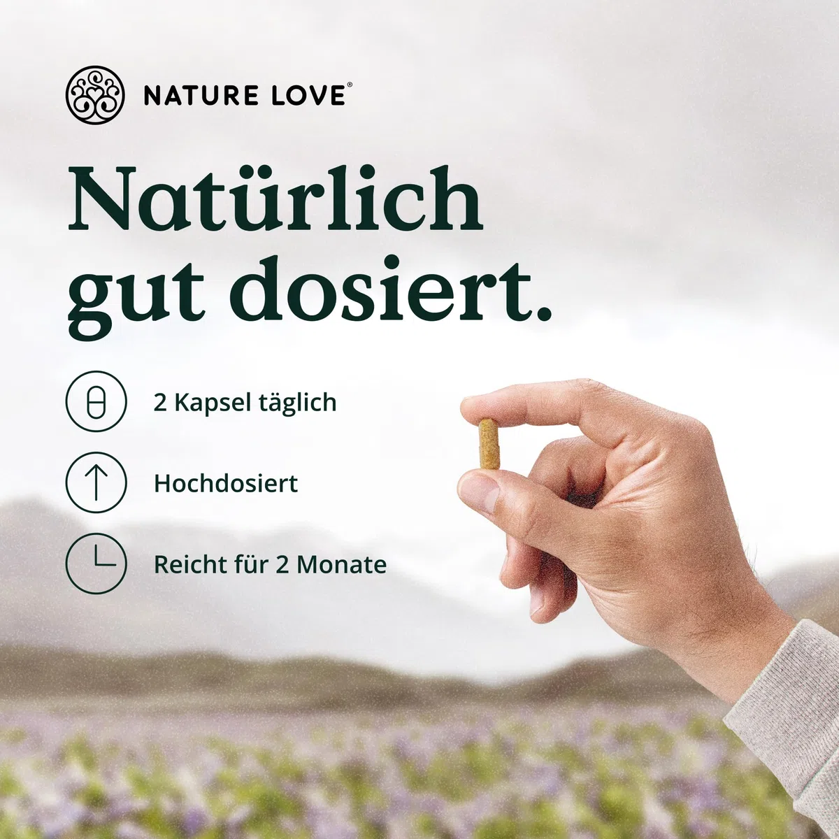 Nature Love Hey Papa - 120 Kapseln - 12 Inhaltsstoffe: Folsäure, Maca, Selen, Zink, L-Arginin, L-Carnitin, Q10, Vitamin C, B6, B12, D3 und E - vegan und laborgeprüft