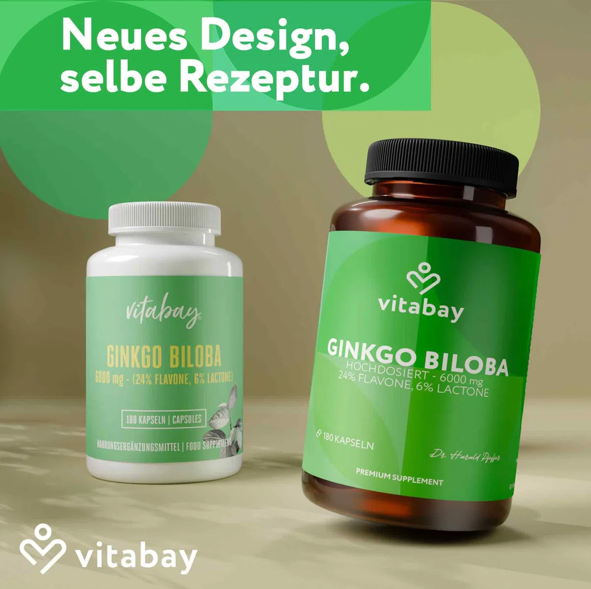 Vitabay Ginkgo Biloba 6000mg Hochdosiert - 180 Ginkgo Kapseln VEGAN - Kapseln mit 24% Flavone & 6% Lactone - Hochdosiert Vegan und Laborgeprüft