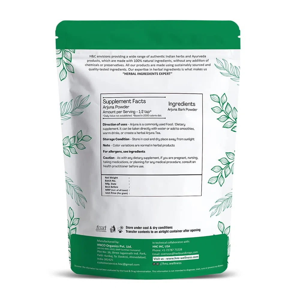 H&C Natürliches Arjuna Chhal/Rinde (Terminalia Arjuna) Pulver – 227 g