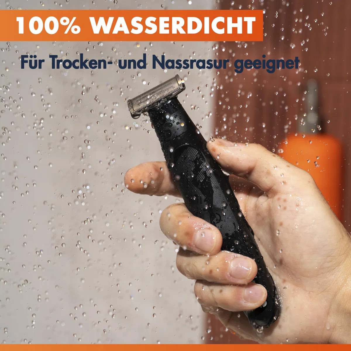 Gillette Fusion One Hybrid Rasierer Herren Elektrisch für Gesicht und Körper, Schwarz - Barttrimmer, Inkl. 3 Kammaufsätze und 1 Körperkamm, Wasserdichter Trimmer, 45-Min Akku, Powered von Braun