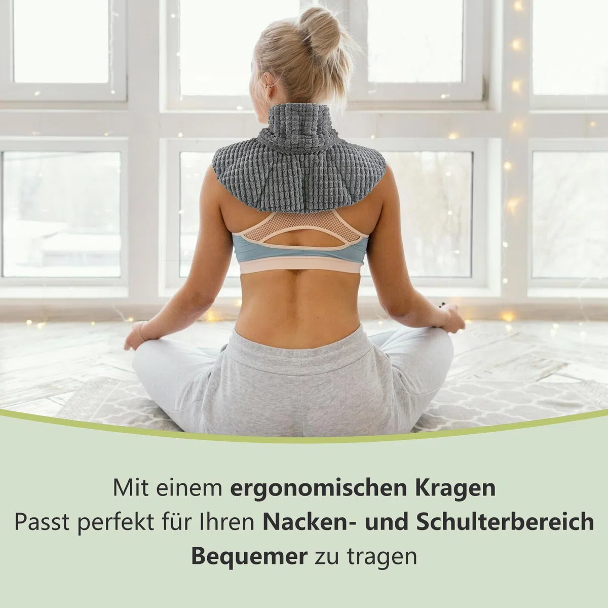 AROMA SEASON Wärmekissen Nacken & Schulter für Mikrowelle - Körnerkissen Nacken - Nackenkissen mit Kragen - Wärme-/Kältetherapie