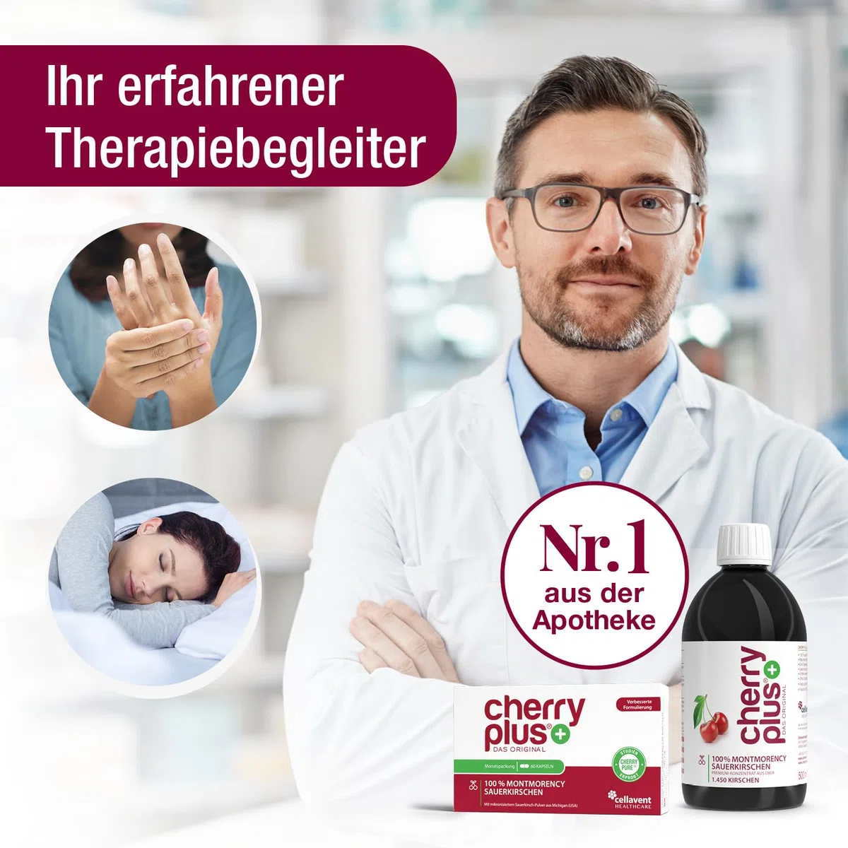 US-Montmorency-Sauerkirsch-Konzentrat – hochkonzentriert – 1.450 Montmorency-Sauerkirschen pro Flasche (500 ml) – Cherry PLUS
