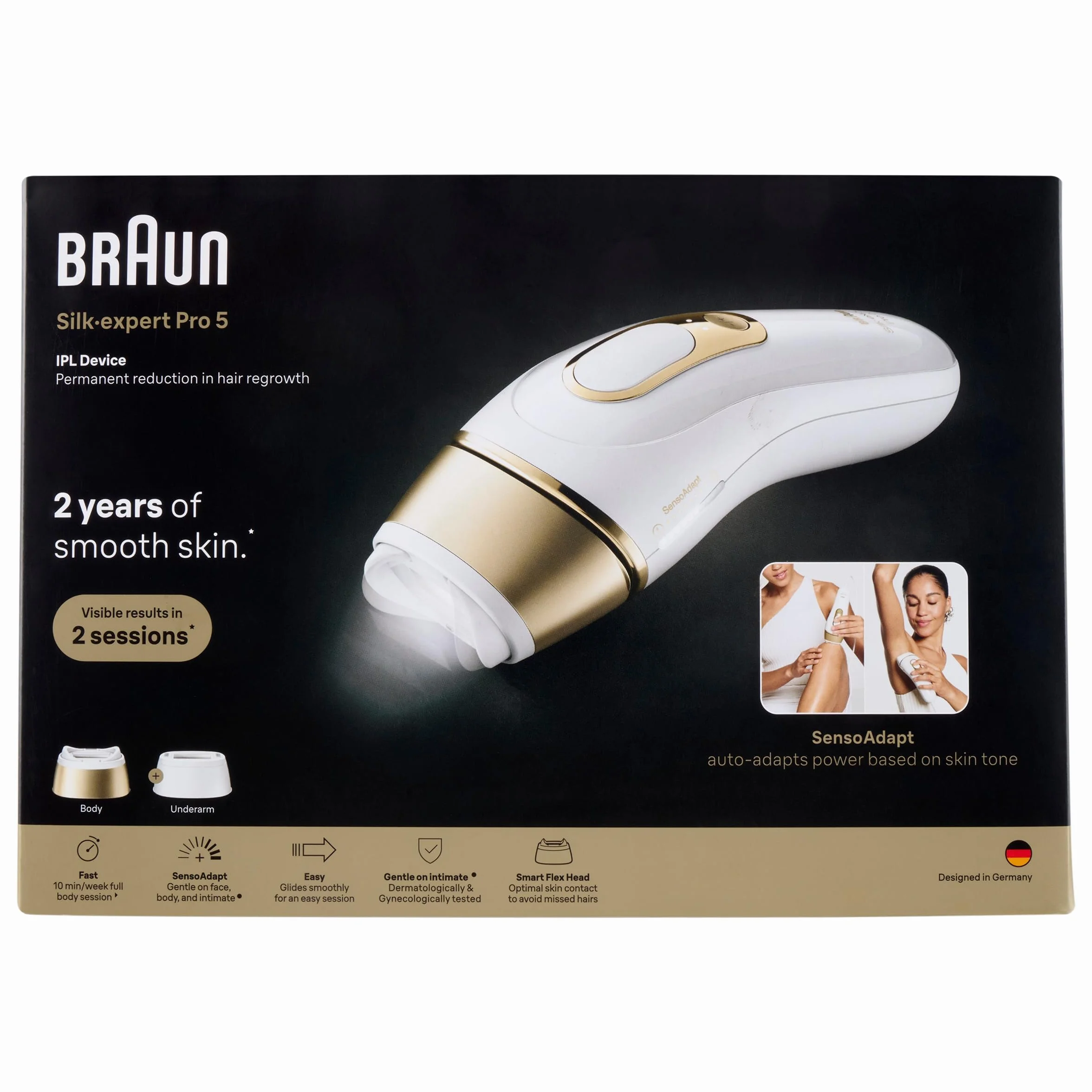 Braun IPL Silk·expert Pro 5 PL5210 Laser Haarentfernung zu Hause, 2 Aufsätze