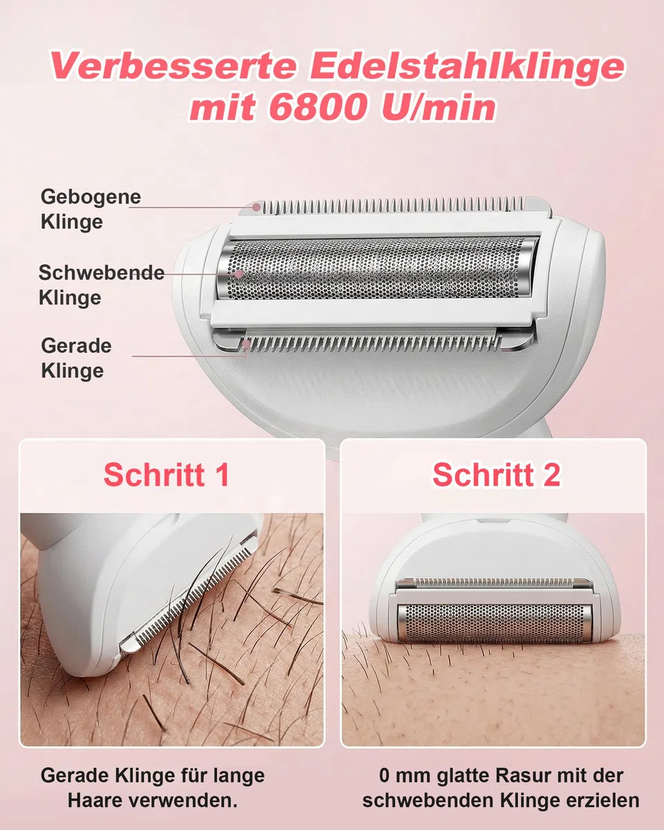 Carehabi 5-in-1 Intimrasierer für Frauen & Rasierer Damen Elektrisch- Wasserdicht IPX7 Damenrasierer für Intimbereich, Gesicht, Bikini & Körper - Lady Shaver mit USB Ladestation & Augenbrauen Trimmer