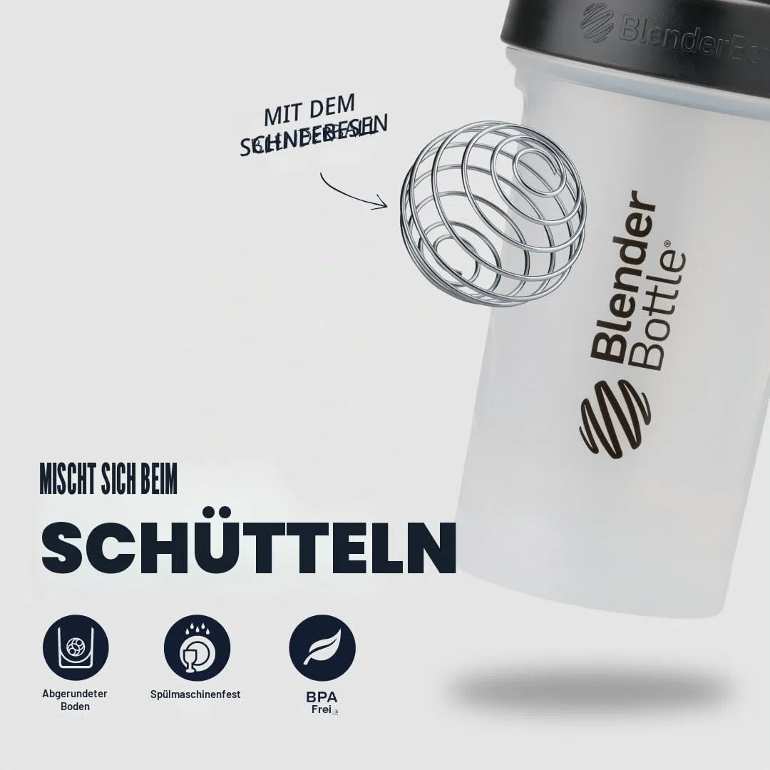 BlenderBottle Classic V2 Shaker-Flasche mit Edelstahlkugel, perfekt für Protein-Shakes, spülmaschinengeeignet, 830ml, klar/schwarz