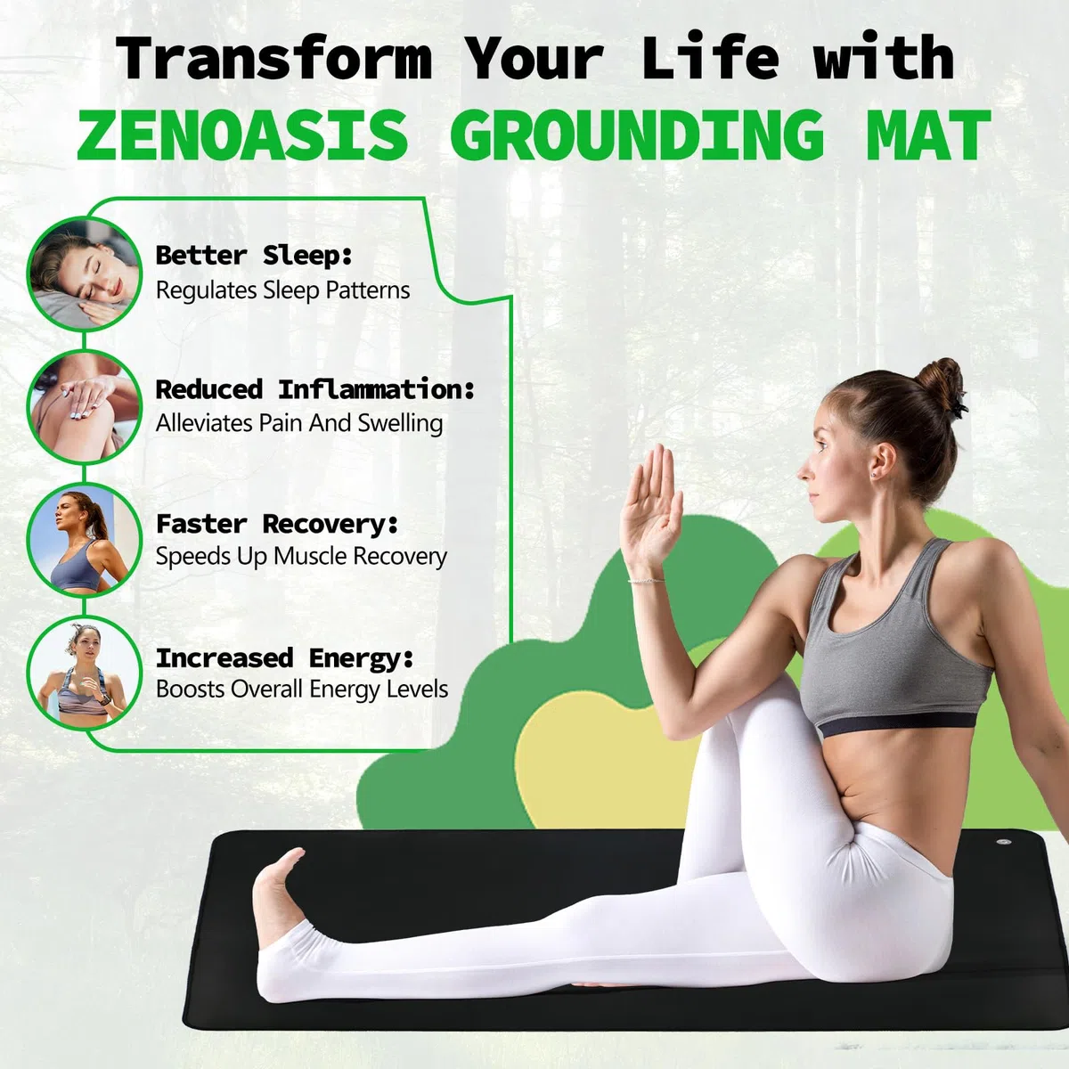 Erdungsmatte mit EU Kabel, Grounding Mat for Earthing, Erdungsmatten-Set für Besseren Schlaf, Grounding Pad (35 * 76cm)
