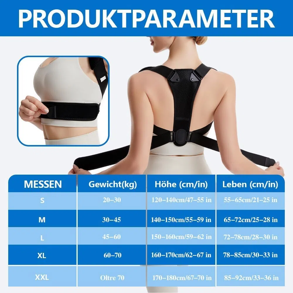 Rücken Geradehalter,Verstellbarer Rückenstützgürtel für Haltungskorrektur Rücken Damen Herren,Komfortable Rückenstütze,zur Schmerzlinderung im Oberen & Unteren (Schwarz0923)
