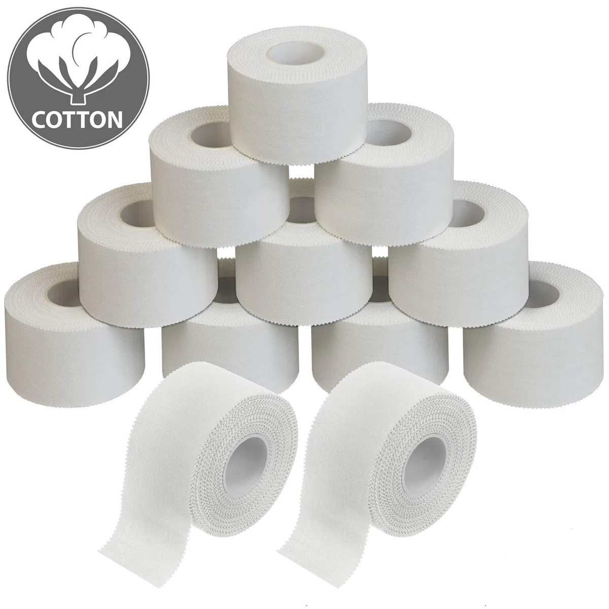 ALPIDEX 12 Rollen Sport Tape Set 3,8 cm x 10 m Gelenk Tapeverband Viele Farben Reißbares Unelastisches Sporttape Hautfreundlich Handball Fußball Volleyball, Farbe:weiß