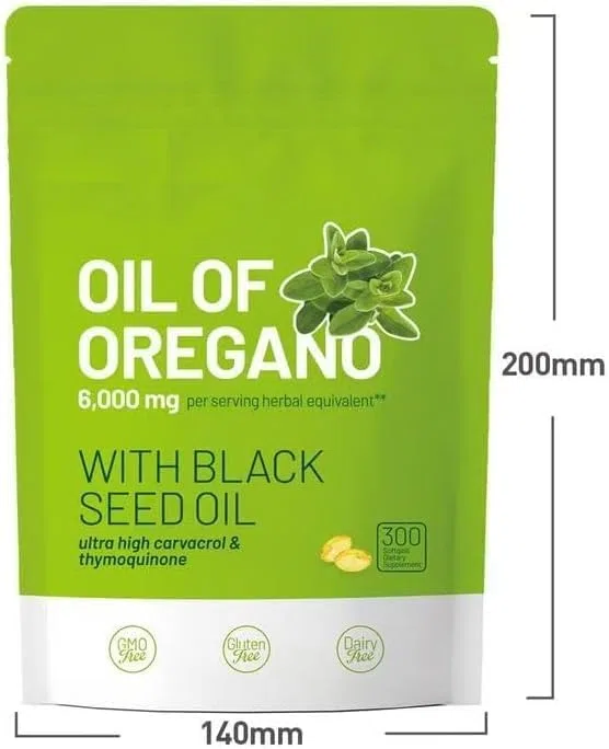 Oreganoöl und Schwarzkümmelöl, gentechnikfrei, unterstützt Verdauung & Atemwege,1pc