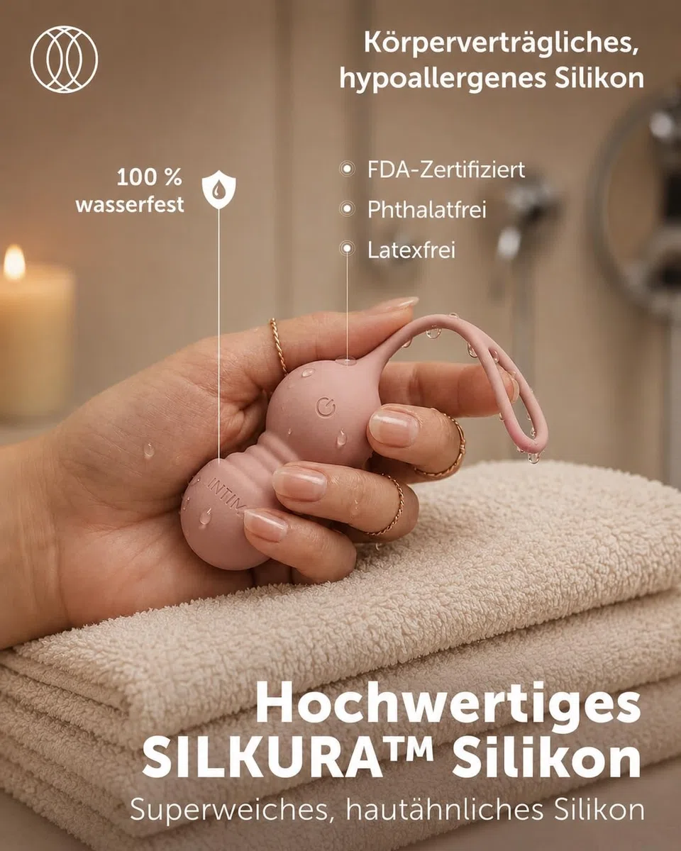 INTIMA Beckenbodentrainer für Frau mit Vibration | 4-teiliges Set mit Fernbedienung | Liebeskugeln | Kegel Balls | Stärkung der Beckenbodenmuskulatur bei Blasenschwäche & Inkontinenz