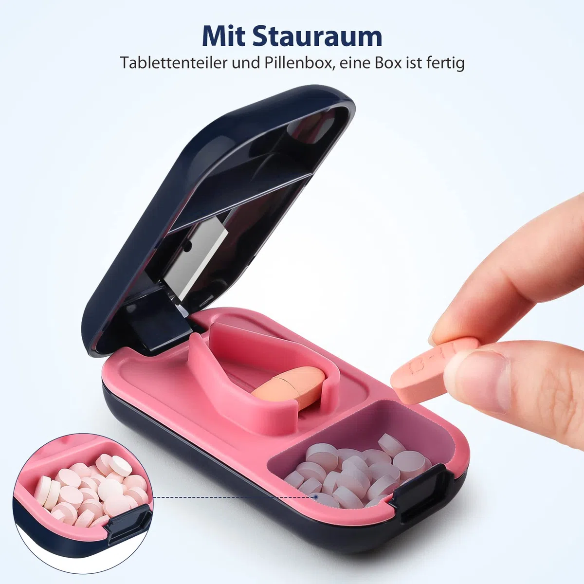 Opret Tablettenteiler für Kleine Tabletten und Große pillen, Tablettenschneider Pillenteiler Tabletten Teiler Tablettenspalter Pillenschneider Tablettenzerteiler Pill Cutter in Halbe Viertel Schneiden