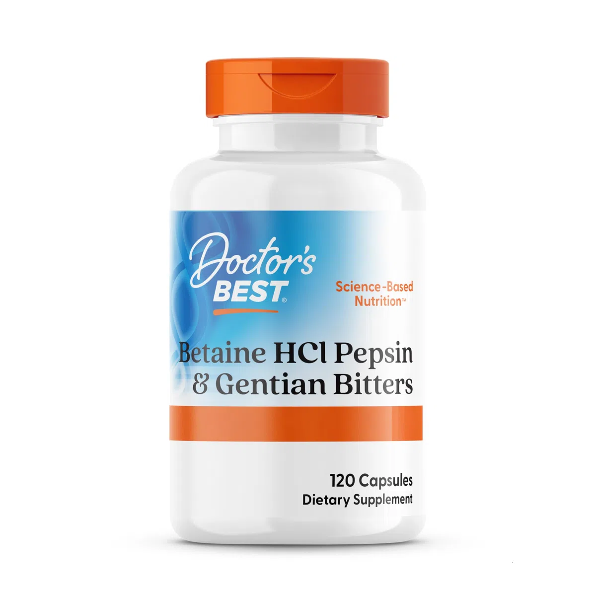 DOCTOR'S BEST Betain HCI mit Pepsin und Bitter-Enzian, 650 mg, 120 Weichkapseln, Hochdosiert, Laborgeprüft, Sojafrei, Glutenfrei, Ohne Gentechnik, 113 g