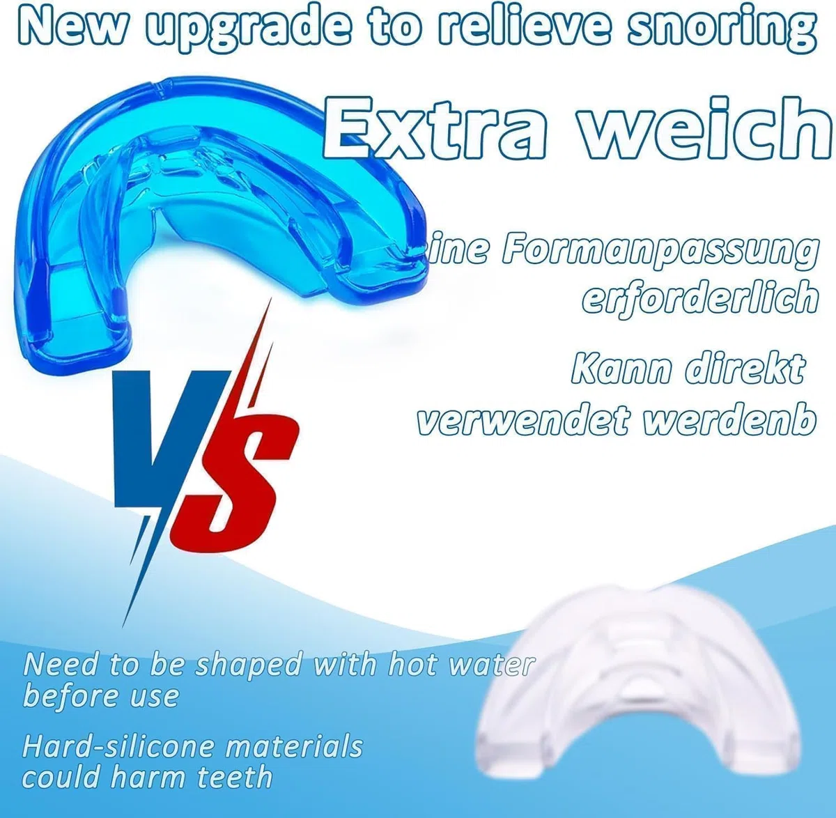 Schnarchstopper, Ergonomisch Schnarchschiene für Männer und Frauen, Effektiv Anti Schnarch Schiene Snoring Stopper, Kein BPA, Extra Weich, Gebrauchsfertig für Schnarchfreien Schlaf Nacht