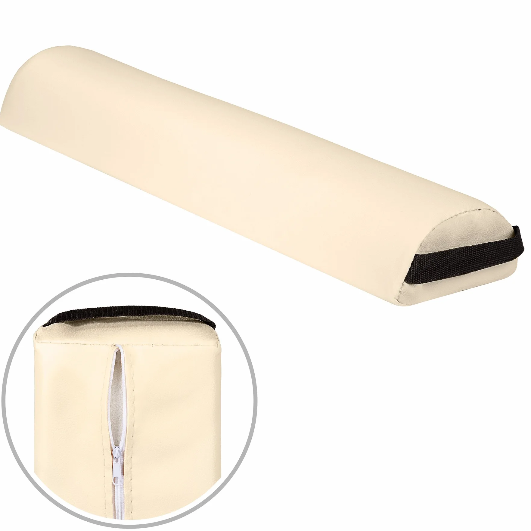 tectake Massage Liege Zubehör Hocker mit Lagerungsrolle Sitzhocker Halbrolle Vollrolle beige
