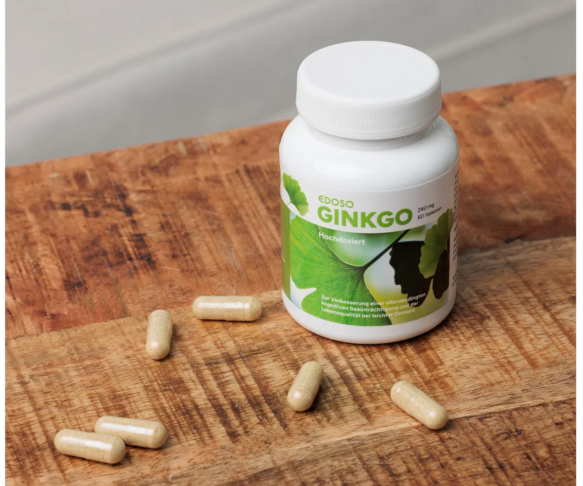 Ginkgo 240 mg | Ginkgo Hochdosiert EDOSO | 60 Tabletten | 50:1 pflanzliches Extrakt Konzentrat | Bei Vergesslichkeit im Alter oder leichter Demenz