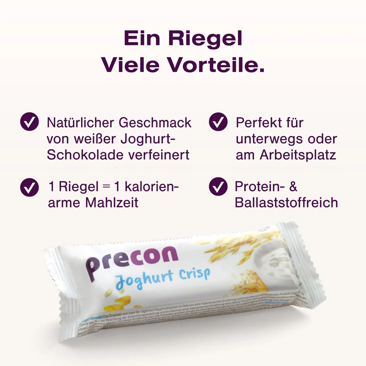 Precon BCM Diät Riegel zum Abnehmen – JoghurtCrisp – 3 Riegel à 64 g – Mahlzeitenersatz für eine gewichtskontrollierende Ernährung