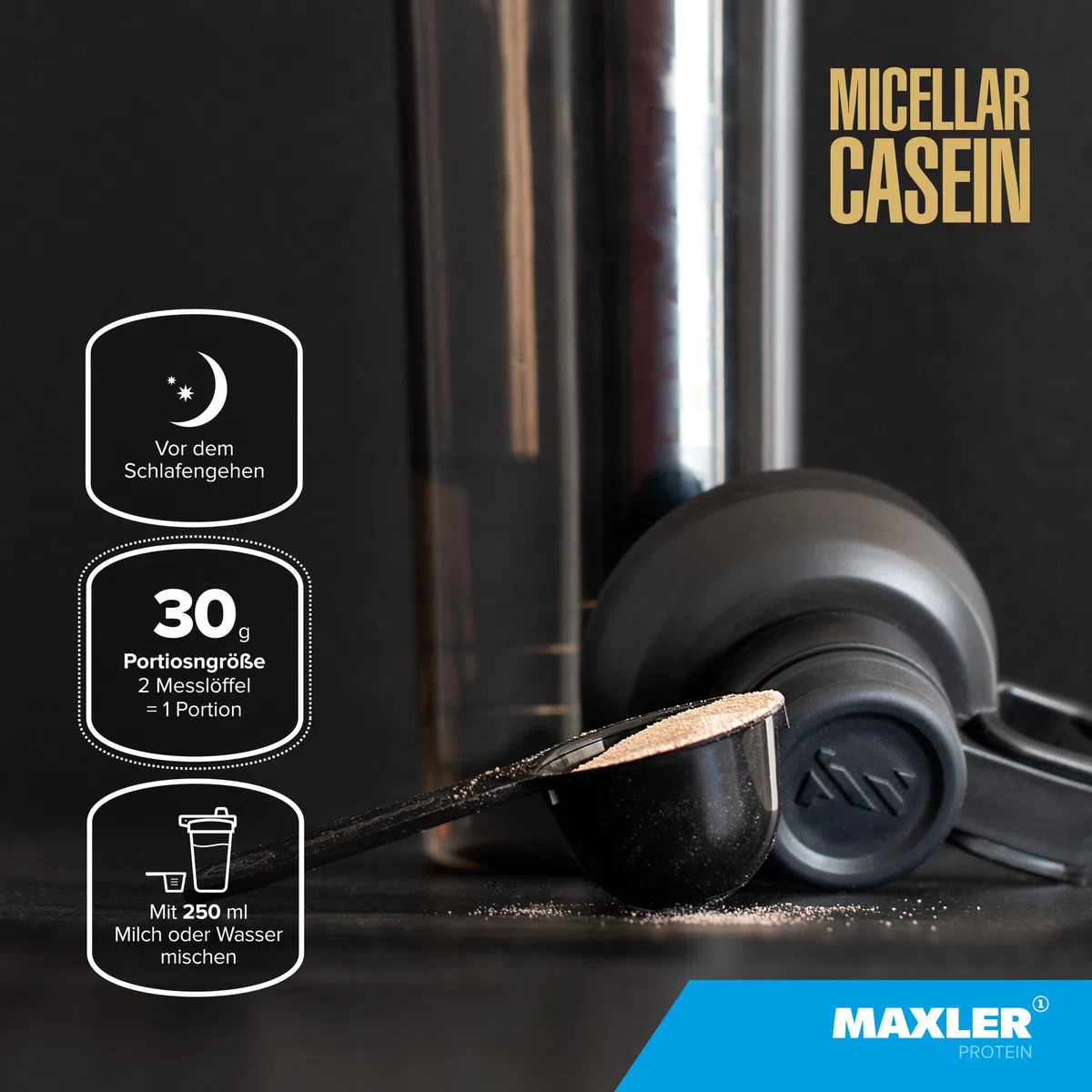 Maxler Micellar Casein - 26g Eiweiß pro Portion - reiches Aminosäureprofil - cremige Textur - angenehmer Geschmack - Casein Protein aus hochwertigen Rohstoffen - Cookies & Cream - 450g