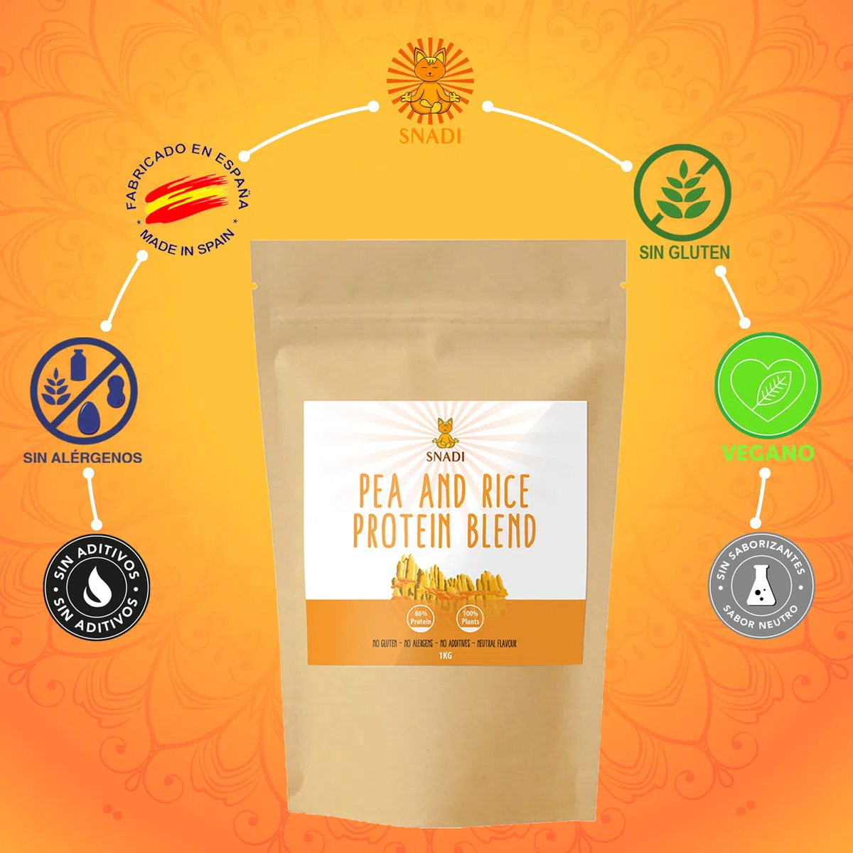 Isoliertes Veganes Protein aus Erbse und Reis | 1kg | 100% Rein | Hoher Proteingehalt | Glutenfrei | Leicht Verdaulich | Ohne Zusatzstoffe | Nahrungsergänzungsmittel