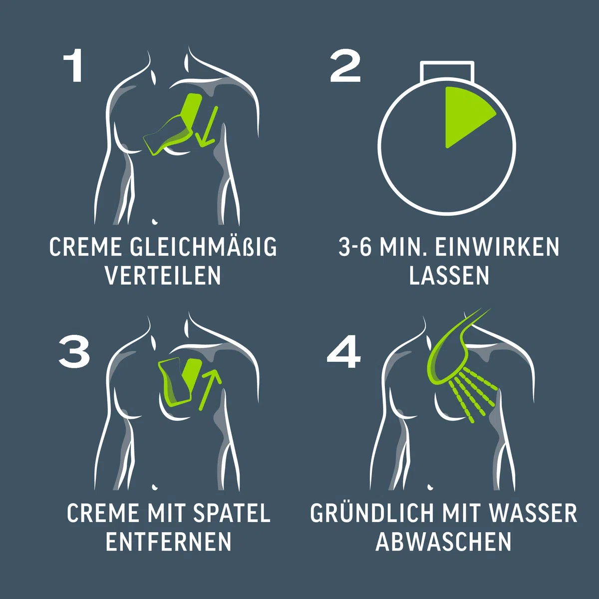 Veet Men Haarentfernungscreme für Oberkörper & Beine - Enthaarungscreme für Männer, Haarentfernung in 5-10 Minuten - 3 x 200 ml Tube & Spatel