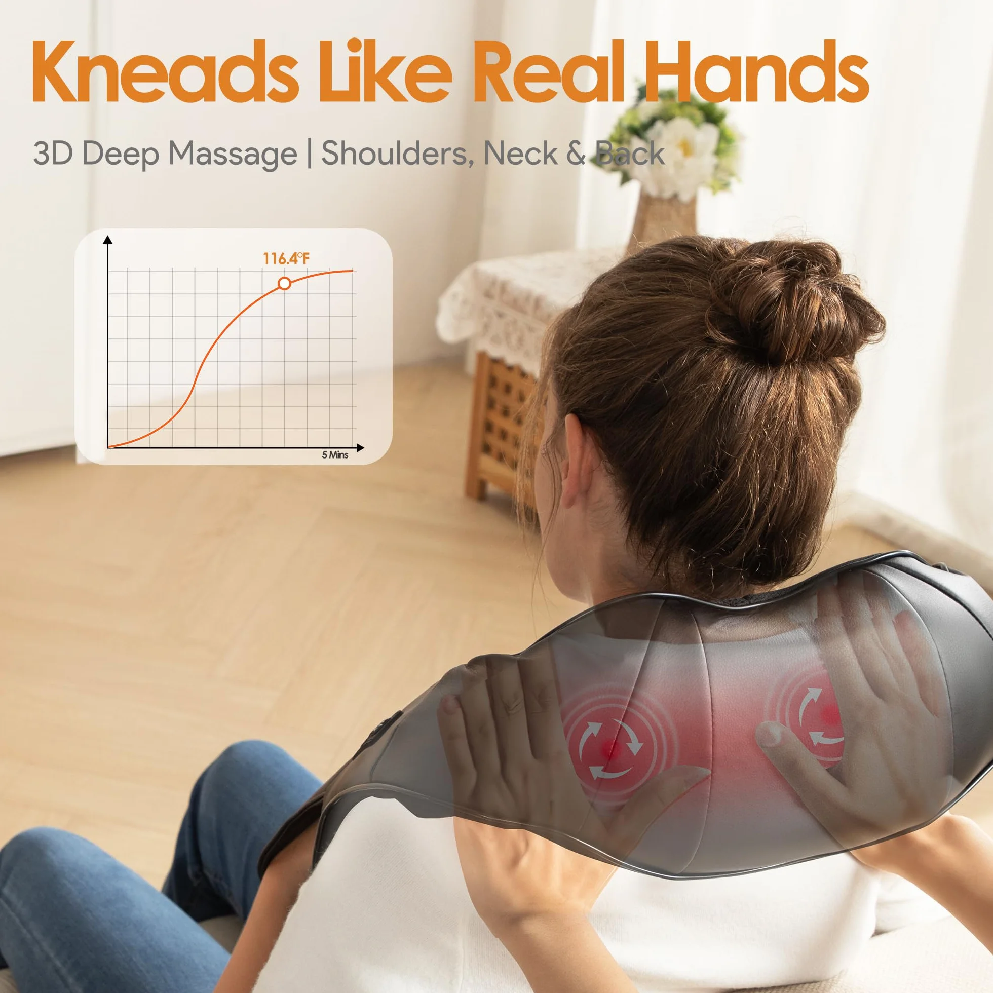 Massagegerät, Nackenmassagegerät mit Wärme 3D-Massage, Schulter Massagegerät für Nacken, Rücken, Beine, Geschenke für Frauen und Männer