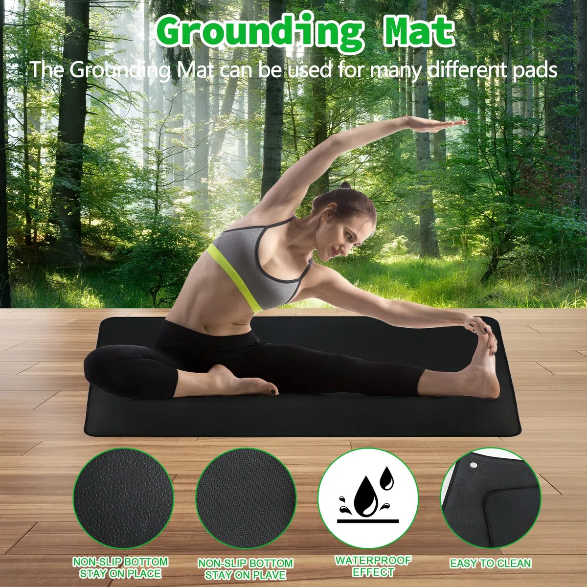 Erdungsmatte mit EU Kabel, Grounding Mat for Earthing, Erdungsmatten-Set für Besseren Schlaf, Grounding Pad (35 * 76cm)