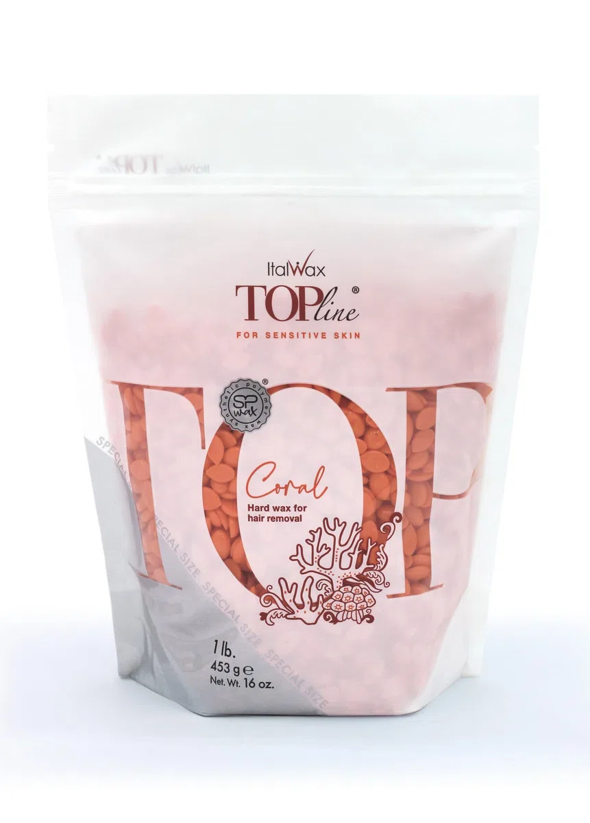 Italwax Top Line Coral - 450g - Waxing Perlen für Haarentfernung – Duftlos - Synthetische Formulierung ideal für empfindliche Haut - Empfohlen für Bikinizone und Achseln