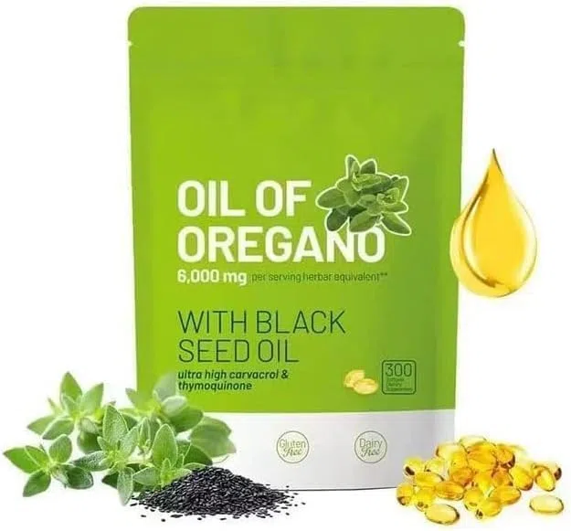 Oreganoöl und Schwarzkümmelöl, gentechnikfrei, unterstützt Verdauung & Atemwege,1pc