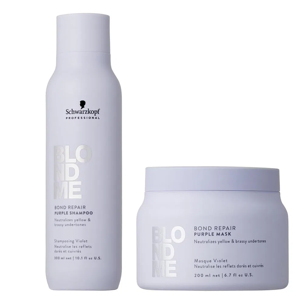 Schwarzkopf Professional Blondme – Routine Entgilbender – Bond Repair Purple Mask 200 ml + Shampoo Repair Purple 300 ml – Duo