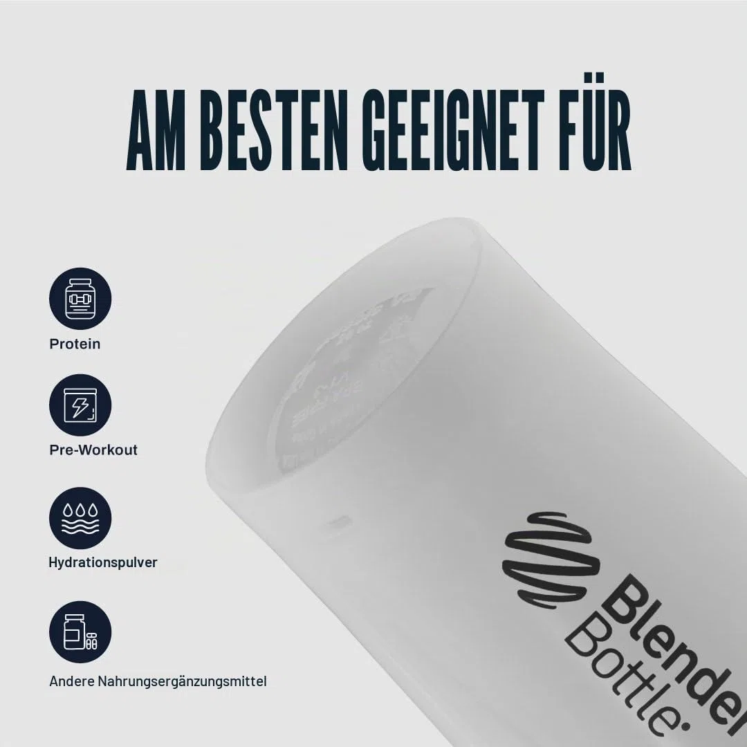 BlenderBottle Classic V2 Shaker-Flasche mit Edelstahlkugel, perfekt für Protein-Shakes, spülmaschinengeeignet, 830ml, klar/schwarz