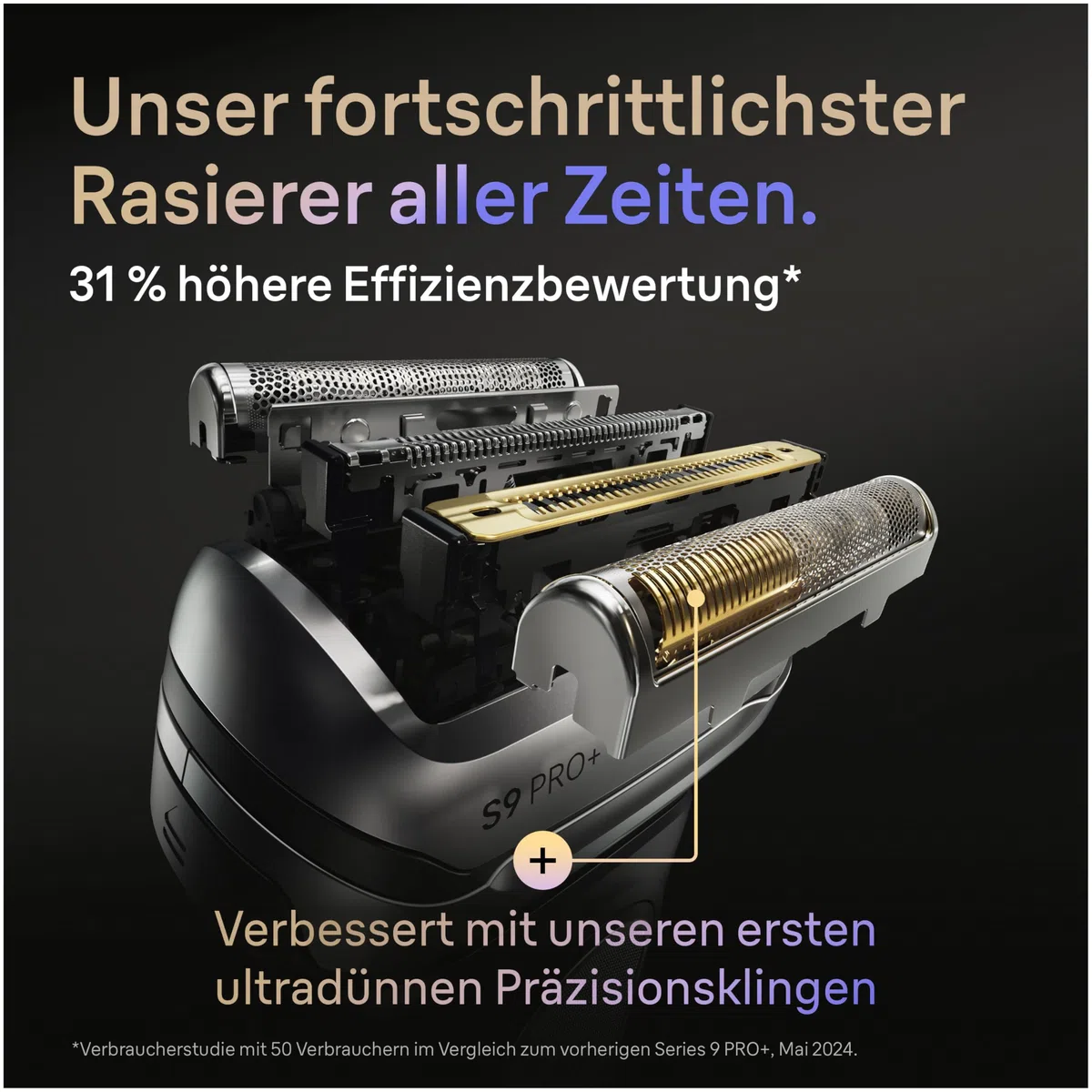 Braun Elektrorasierer Scherkopf Series 9 PRO+, 96M, Silber - Original Ersatzscherteil vom Hersteller, Hol dir 100 Prozent Leistung Zurück, Kompatibel mit allen Braun S9-Rasierern