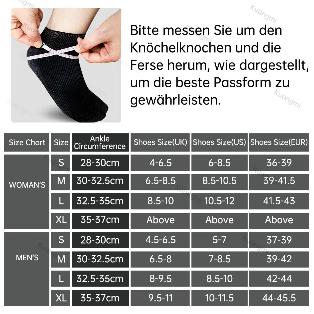 Kuangmi Knöchelbandage für Sport & Medizin – Stützbandage bei Bänderriss, Verstauchung, Arthrose | Mit Seitenschutz & Kreuzverstärkung, atmungsaktiv, schmerzlindernd (1 Stück)(L)