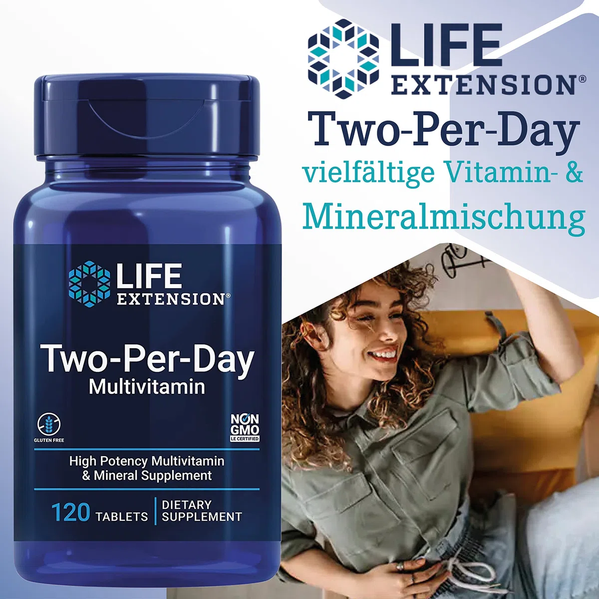 Life Extension, Two per Day, 120 glutenfreie Tabletten, breites Spektrum an Vitaminen je Dosis, Sojafrei, GMO frei, Geschmacksneutral