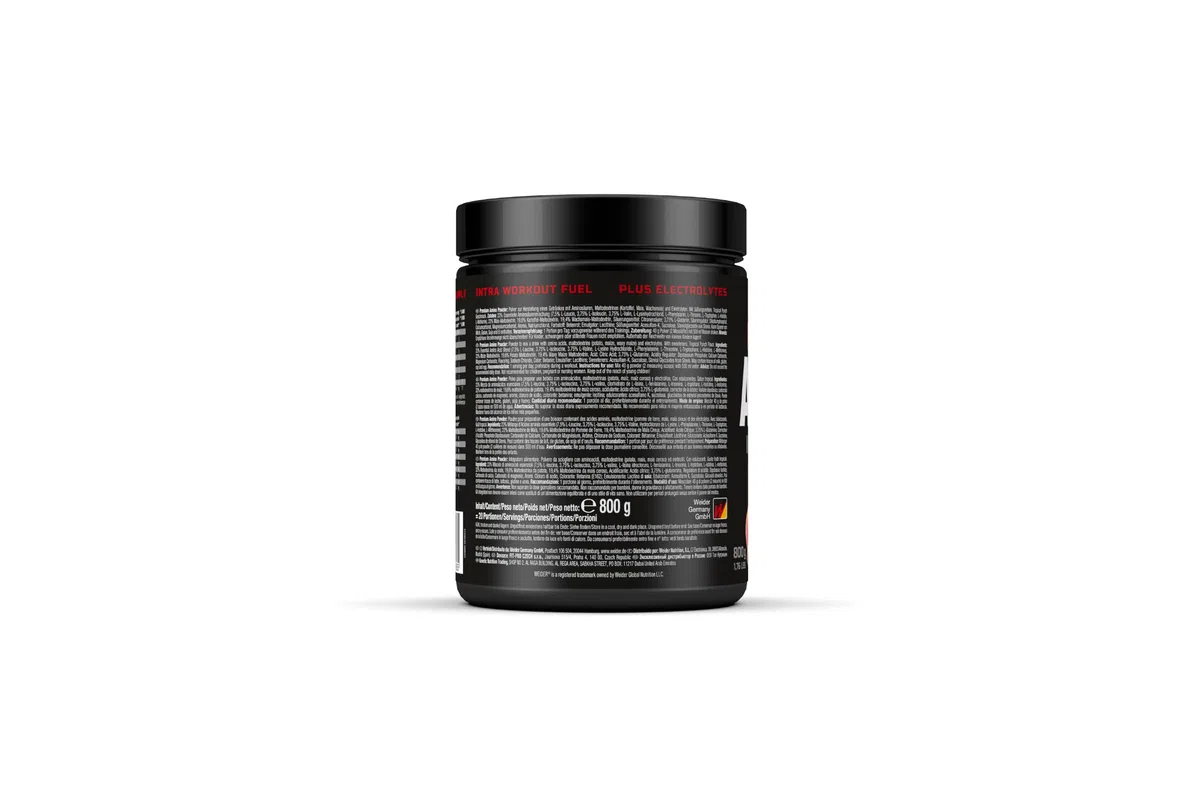 Weider - Premium Amino - Intra-Workout Drink mit EAAs, Kohlenhydraten und Elektrolyten - Aminosäuren Komplex mit L-Glutamin - Für mehr Energie beim Training - 800g - Tropical