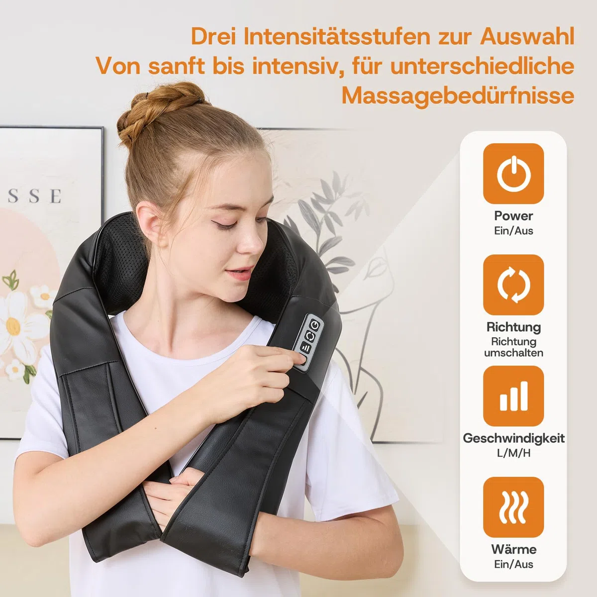 LAOBEN Massagegerät von tiefem Gewebe Shiatsu Nackenmassagegerät mit Thermostatfunktion Elektrisch Massagegeräte für Nacken Schulter Rücken Muskel Schmerzlinderung zu Hause Büro und Auto