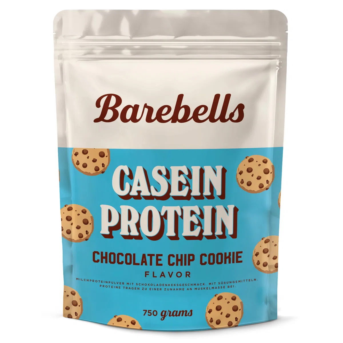 Barebells Casein Proteinpulver – Chocolate Chip Cookie | 27g Protein pro Portion, ohne Zuckerzusatz, cremiger Keks-Geschmack, langsam verdauliches Protein, 1x 750g Beutel