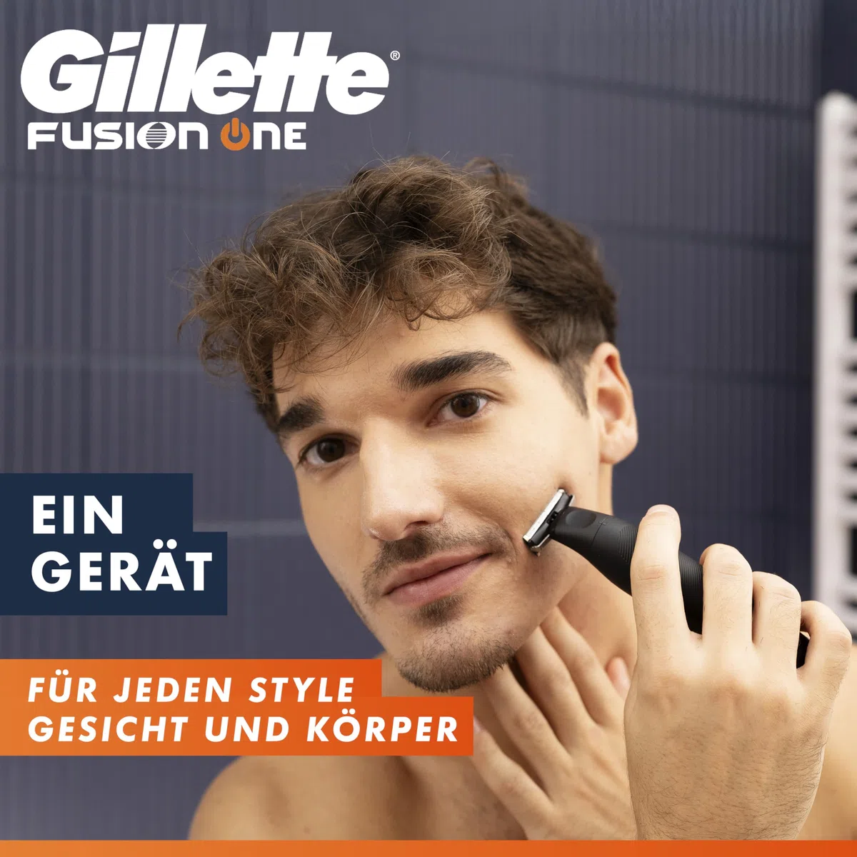 Gillette Fusion One Hybrid Rasierer Herren Elektrisch für Gesicht und Körper, Schwarz - Barttrimmer, Inkl. 3 Kammaufsätze und 1 Körperkamm, Wasserdichter Trimmer, 45-Min Akku, Powered von Braun