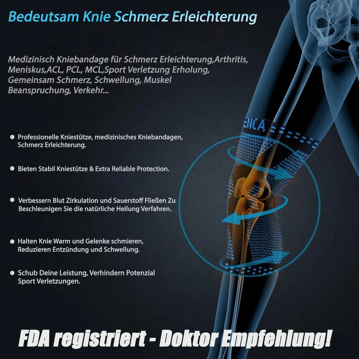 NEENCA Kniestütze, Komprimierte Kniebandage mit Patella Gel Pads & Feder Seitenstabilisatoren, Medizinischer Knieschützer für Laufen, Meniskusriss, Arthritis, Gelenkschmerzlinderung, ACL, Erholung