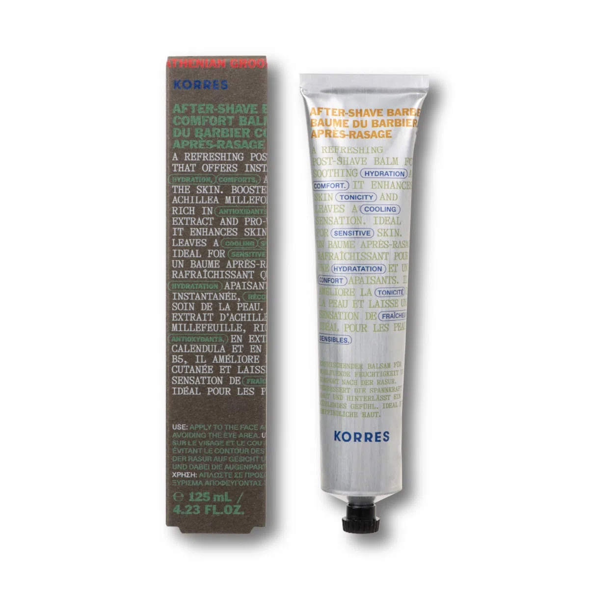 KORRES ATHENIAN GROOMING Beruhigender Aftershave-Balsam für Männer, erfrischende Pflege für die Haut nach der Rasur, wirkt feuchtigkeitsspendend, beruhigend & kühlend, 125 ml