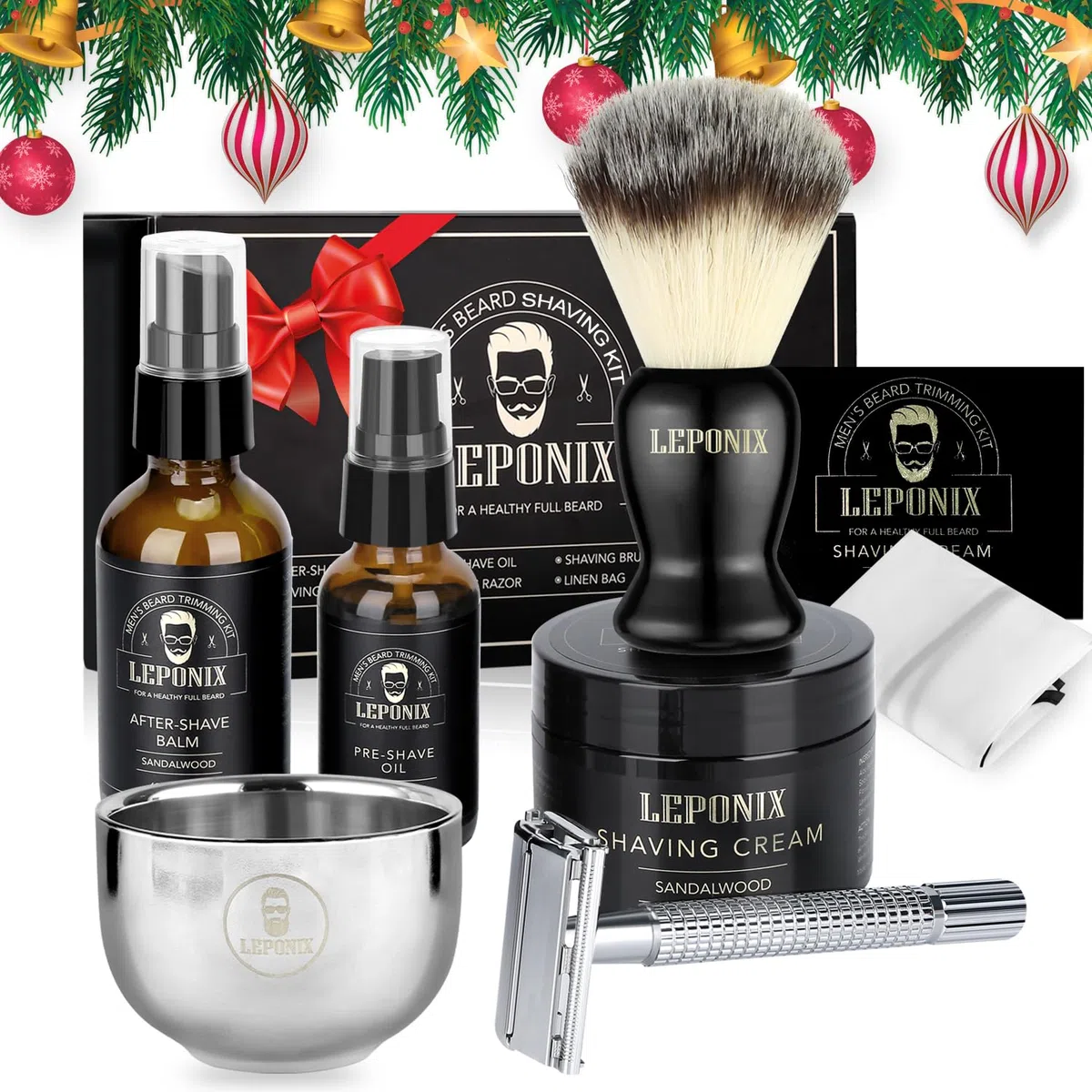 Nassrasierer Herren, Bartpflege Set für Männer inkl Safety Razor, Rasierpinsel,Rasiercreme Männer After Shave Balsam, Pre Shave, Rasierschale,Rasierschürze, Rasierhobel Geschenkset Herren