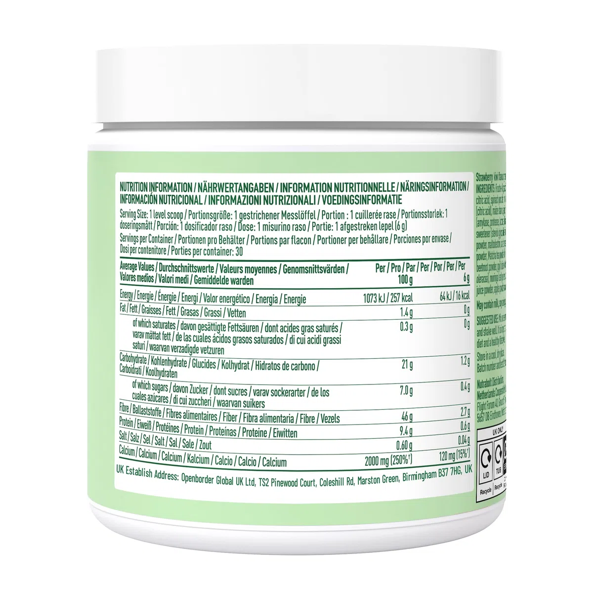 Bloom Nutrition Super Greens Pulver Erdbeer-Kiwi (30 Portionen) mit Probiotika, Verdauungsenzymen, Spirulina & Chlorella, zuckerfrei