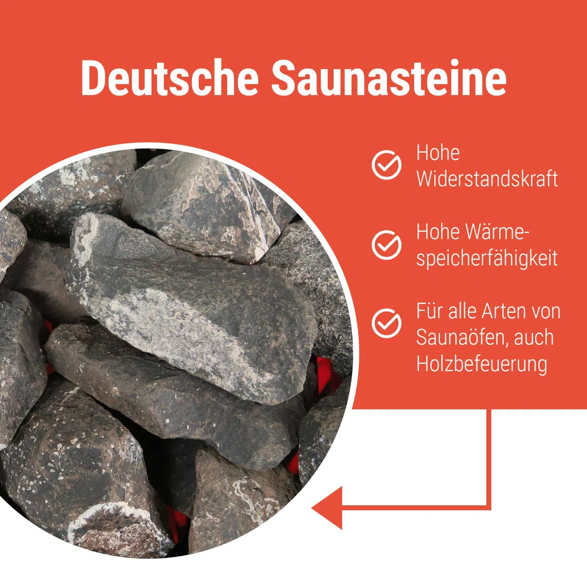 Schicker Mineral Deutsche Saunasteine 25 kg, hochwertige Diabas Aufgusssteine, handverlesen, hohe Widerstandsfähigkeit und Wärmespeicherfähigkeit, für alle Arten von Saunaöfen, 50-110 mm
