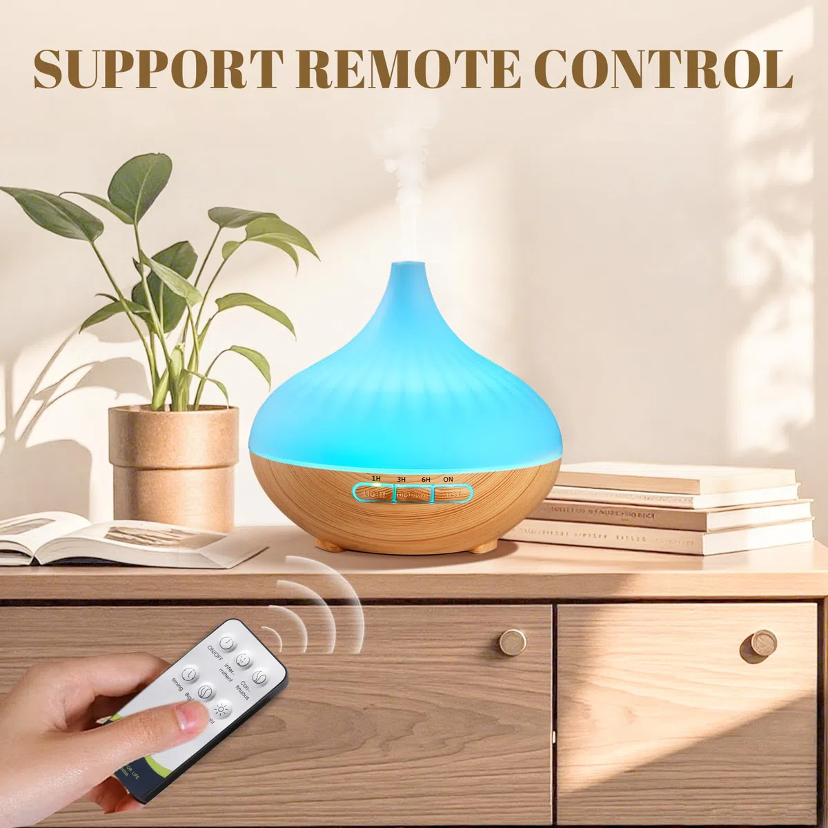 AESHORY 500ml Aroma Diffuser Mit 12 x 5ml Ätherische Öle, Ultraschall Aromatherapie Diffuser Luftbefeuchter, 7 Farbigem LED Licht, 4 Timer, Fernbedienung
