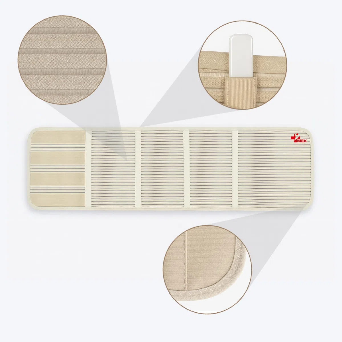 MEK 3002 Medizinische Bauchbandage mit Anti-Roll-System | Postoperativer Bauchgurt gegen Einrollen | 27 cm hoch, Atmungsaktiv, CE-Zertifiziert, **Beige (Hautfarben)** XL