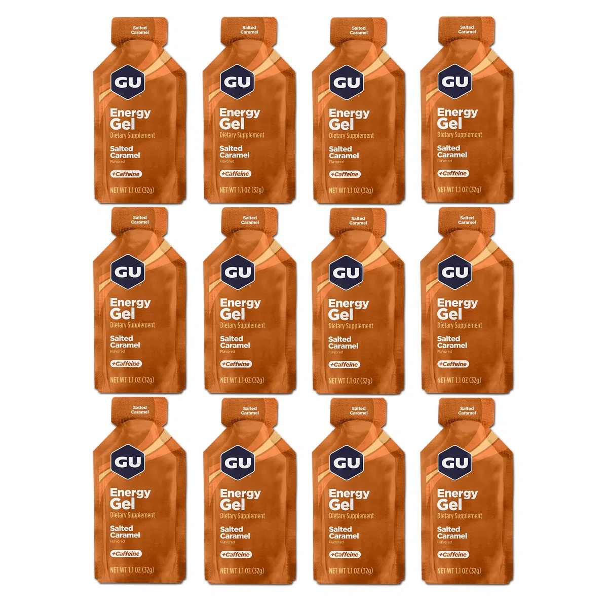 GU Energy Gel Vorteilspaket mit 12 Gels (12, Salted Caramel)