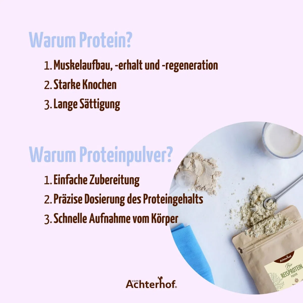 Reisprotein BIO | 1 KG | 83% Proteinanteil | Veganes Proteinpulver | Glutenfrei | direkt vom Achterhof