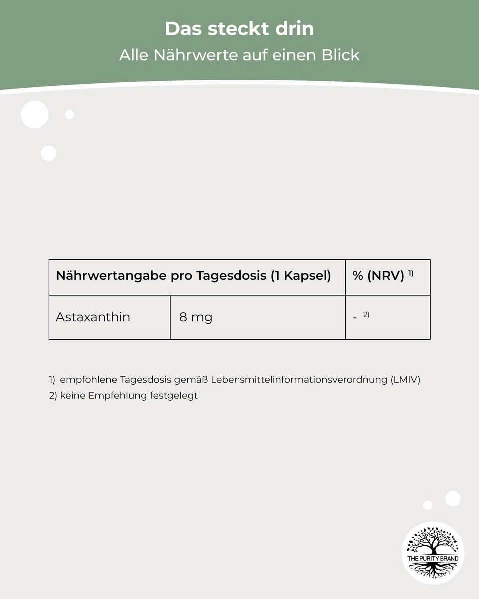 Bio Astaxanthin 60 Kapseln - 2 Monate Vorrat - Hochdosiert 8mg - Reinsubstanz - Nahrungsergänzungsmittel - Vegan & laborgeprüft - The Purity Brand