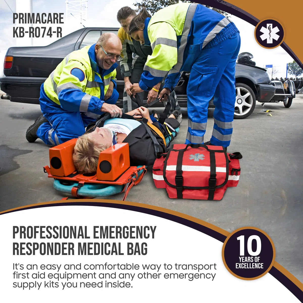 Primacare Ersthelfer-Tasche für Trauma, professionelles Set mit mehreren Fächern, Tasche für medizinisches Notfall-Zubehör, rot, 43,2 x 22,9 x 17,8 cm, KB-RO74-R